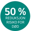 50% reduksjon risiko for dod
