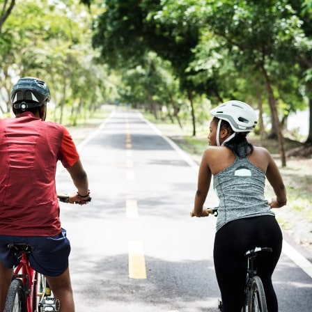 Woman, bicycle