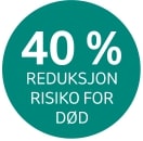 40% reduksjon risiko for dod